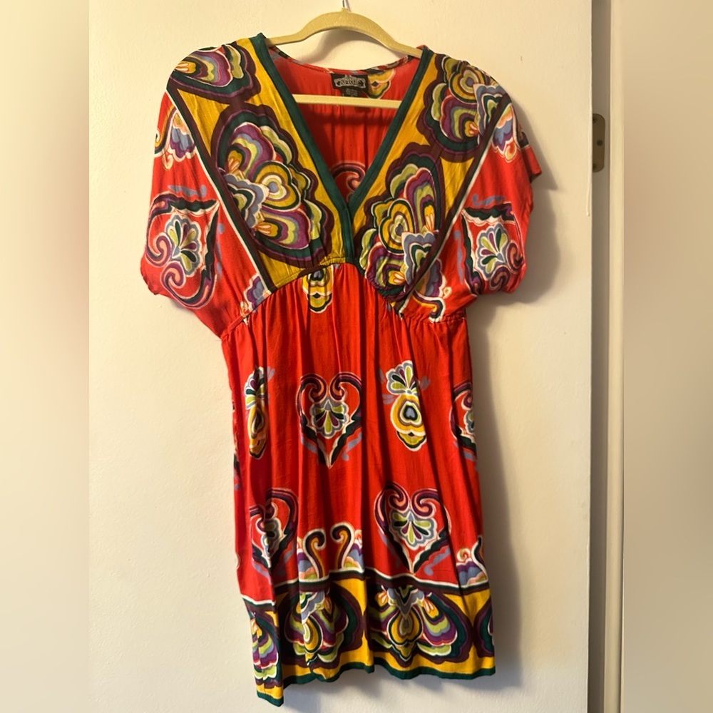 Bold printed red dress, size small